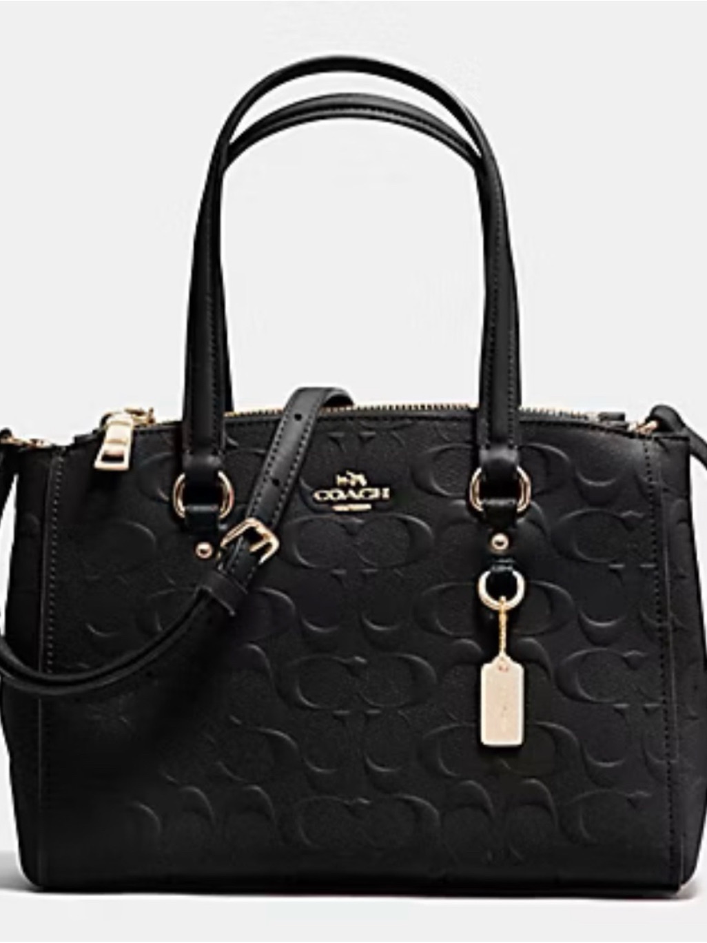 Rare~ Coach Stanton Carryall 26 In Signature Embossed Black Leather